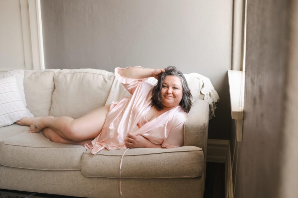 Elegant boudoir portrait of a woman over 40 at BB Boudoir in Loveland
Colorado